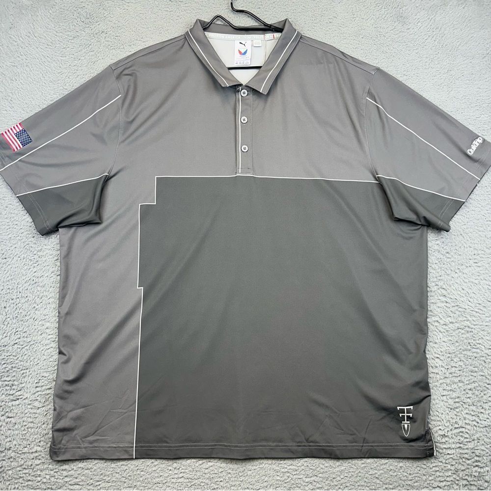 Puma Volition Polo Shirt Mens XXL Gray America Golf Quick Trip Logo UPF 50 NEW‎